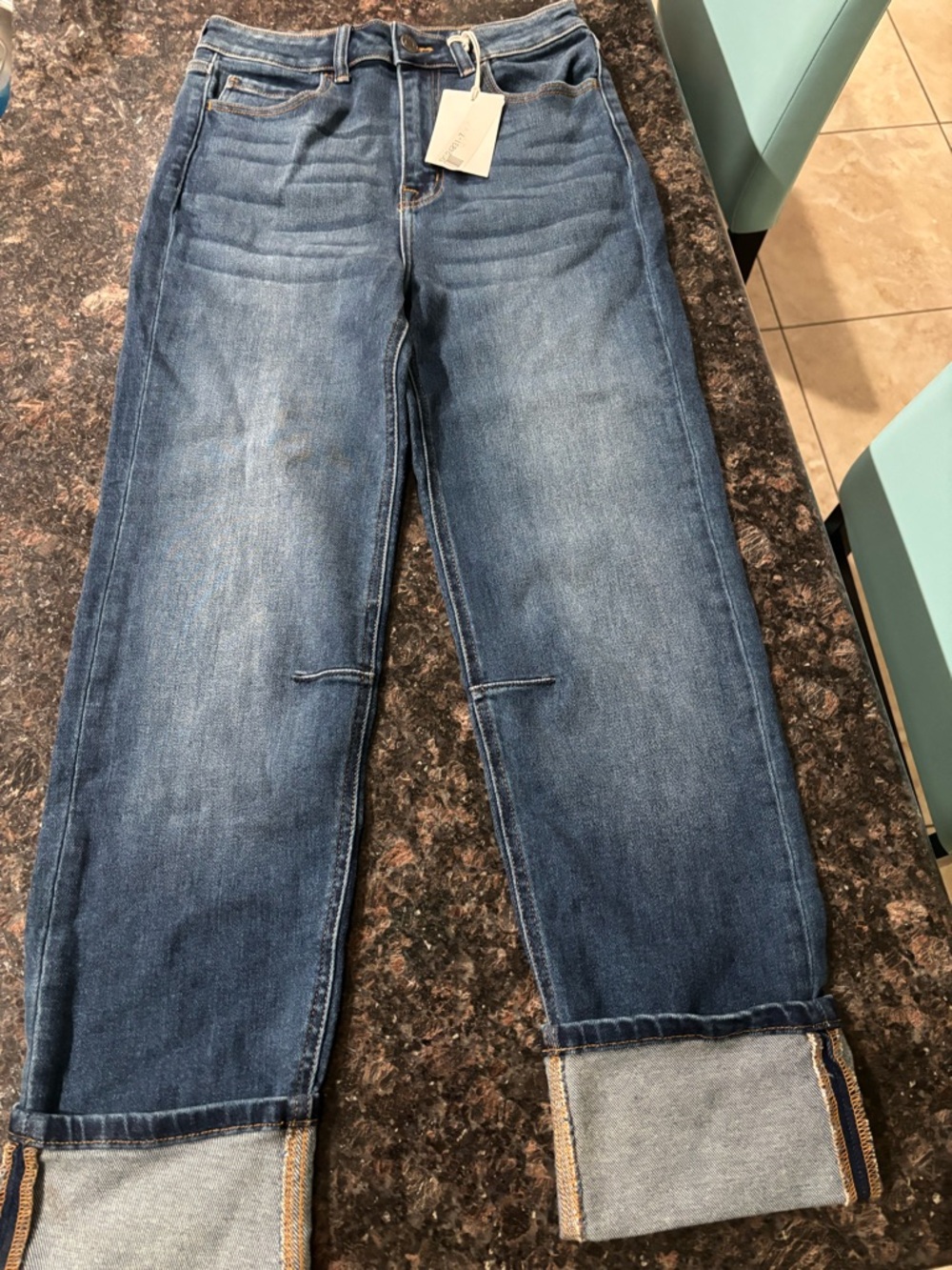 Cello Women's Medium Blue Rolled Cuff Boyfriend Jeans